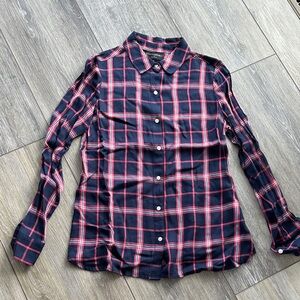 Banana Republic Navy and Red Plaid Button Down Shirt